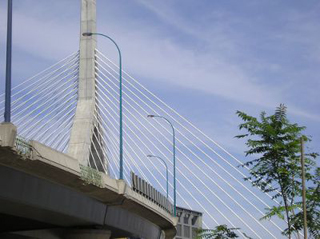 Photograph of Boston and the Zakim Bridge.