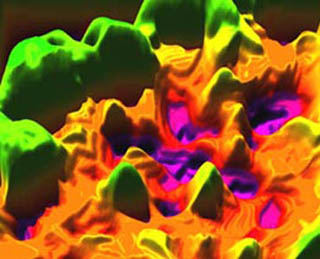 Graphic showing wide variation in modulus on a nanostructure level.