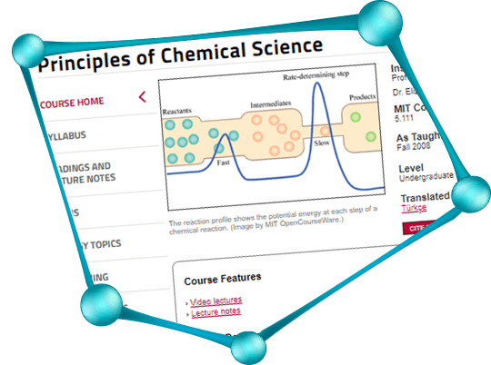 A skewed, cropped screenshot of the 5.111 course home page on MIT OpenCourseWare.